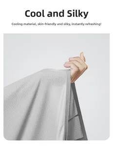 Close-up of gray ice silk sun protection fabric showing breathable mesh and cooling texture