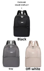Various colors of women's minimalist large capacity backpacks: black, grey, and cream