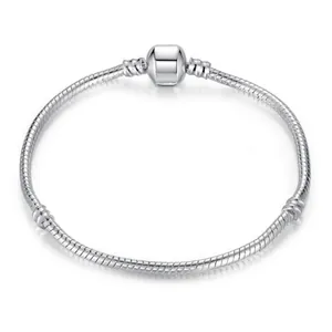 Mode Gold Silber Roségold Versilberte Kupfer Schlangenkette Armband Basis Mit Tonnenverschluss Für DIY Charms Schmuckherstellung Damen