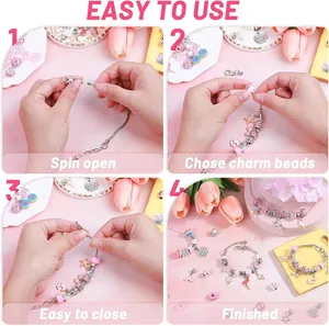 DIY Einhorn Kristall Armband Set mit Schlangenkette und bunten Emaille Anhängern