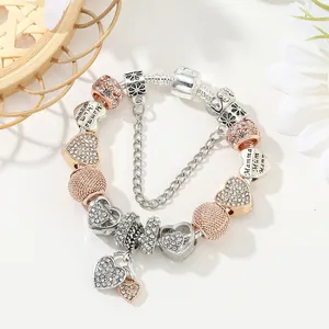 DIY Bettelarmband mit Herzanhängern und Mamma Mum Gravur in Roségold und Silberoptik