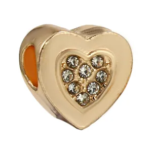 Ciondolo a cuore dorato con pietre di zircone e accenti arancioni per braccialetti fai da te