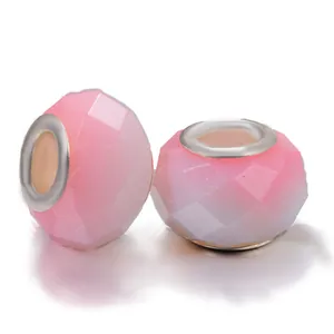Rosa facettierte Harzperlen mit Silbermetallkern für DIY Schmuckarmbänder und Ketten
