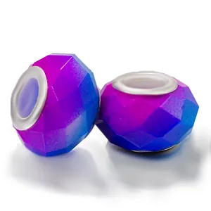Facettierte Perlen mit lila-blauem Verlauf und großen Löchern für DIY-Armbänder