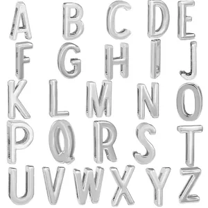 26 polierte silberne 10mm A-Z Alphabet-Schiebeperlen aus Legierung für DIY Schmuck