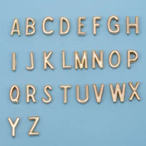 Vergoldete Legierung Alphabet Buchstaben Perlen Für Armband DIY Schmuckherstellung 3D Initialen Alphabet Schieber Charms Für Damen
