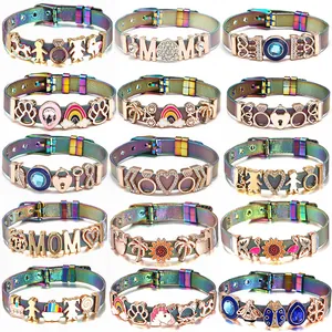Edelstahl Regenbogen Mesh Armband Mit Legierung Emaille Charms Für Damen Kinder Verstellbar Buntes Mesh Gürtel Armband Geschenk Schmuck