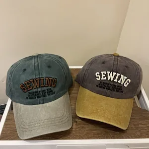 Vintage Baseballkappe aus gewaschener Baumwolle mit Stickerei und zweifarbigem Design