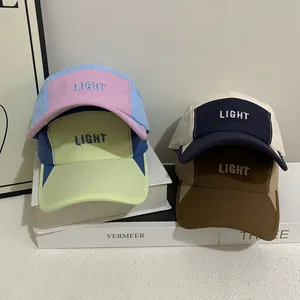 Retro five-panel baseball caps with LIGHT embroidery in four vintage color combinations