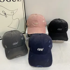 Women's Vintage Distressed Washed Cotton Baseball Cap are Letter Embroidery Adjustable Fashion Streetwear Sun Hat Gift