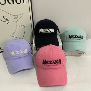 American Vintage Distressed Cotton Baseball Cap For Men Women Letter Embroidery Adjustable Retro Worn Out Peaked Hat
