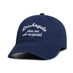 Gorra de béisbol de algodón azul marino con bordado vintage blanco Los Angele