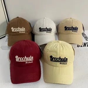 Berretto da Baseball Vintage con Lettere Ricamate per Uomo Donna Cappello da Sole Regolabile in Tela di Cotone Retrò Streetwear Casual