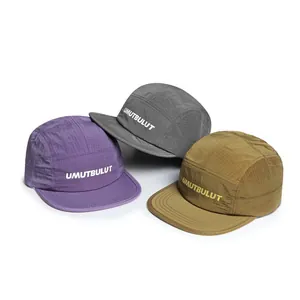Leichte atmungsaktive Ripstop-Nylon Camper Hats in Lila, Grau und Oliv mit Logo-Druck
