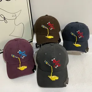 Retro embroidered baseball caps in four colors featuring side metal bottle opener buckles
