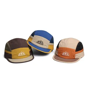 Outdoor five-panel quick-dry mesh baseball cap with mountain logo in multiple colors