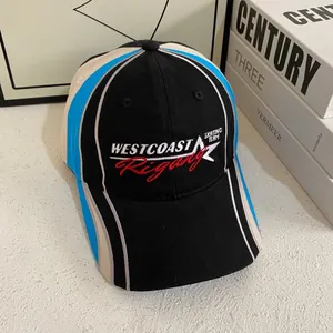 Retro Westcoast Racing Baseballkappe mit Farblock-Design, breiter Krempe und Stickerei