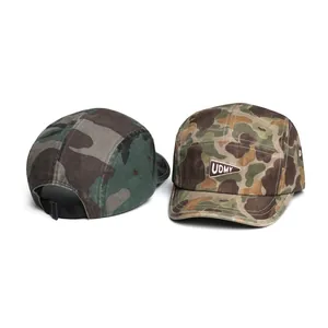 Vintage camouflage camper hat met driehoekig logo borduursel en verstelbare band