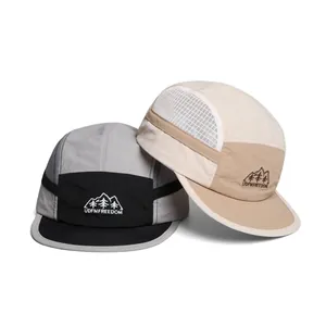 Outdoor quick-dry mesh camping baseball caps with color-blocking and mountain embroidery