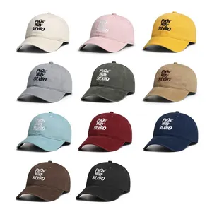 Gorras de béisbol de algodón en 11 colores con bordado de letras y diseño de seis paneles
