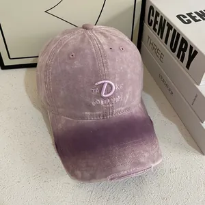Vintage washed purple baseball cap with TAKE DIFFERENT embroidery and distressed details