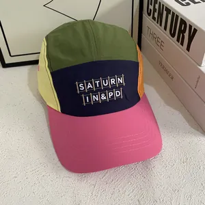 Five-panel contrast color quick-dry baseball cap for outdoor sun protection and style