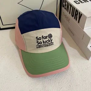 Quick-dry breathable color-block mesh baseball cap for outdoor sun protection