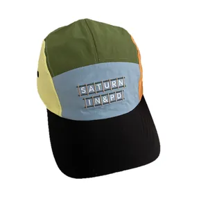 Multi-color five-panel camping cap with Saturn embroidery and outdoor quick-dry fabric
