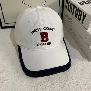 Vintage West Coast embroidery baseball cap in white and navy contrast color style