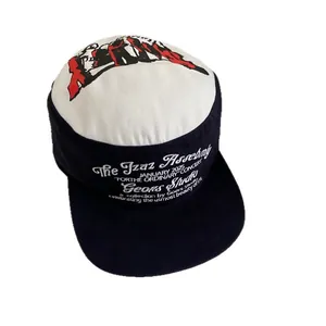 Retro color-block baseball cap with letter embroidery in navy blue and white