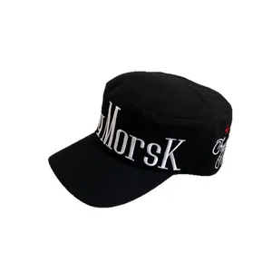 Classic black cadet cap with MorSK embroidery and red star for a stylish casual look