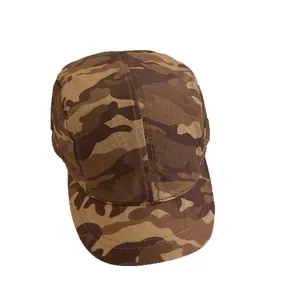 Classic camo five-panel camper hat made of durable ripstop fabric for a stylish look
