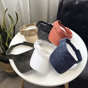 Vintage washed cotton sun visor hat in multiple colors for outdoor sun protection