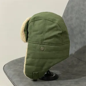 Winter Trapper Hat For Men Women Thick Warm Ear Flaps Aviator Bomber Hat Faux Lamb Wool Lining Windproof Snow Ski Cotton Hat