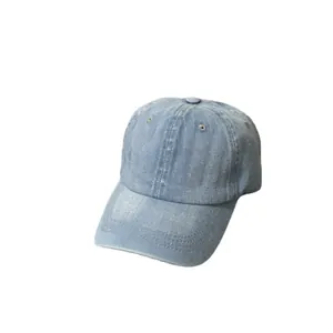 Casquette de baseball classique en denim délavé bleu clair avec visière incurvée
