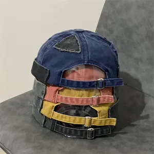 Set di berretti docker in denim lavato retrò in vari colori con cinturino regolabile