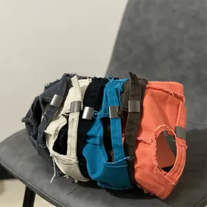 Casquettes de baseball en coton vieilli aux bords déchirés en plusieurs coloris