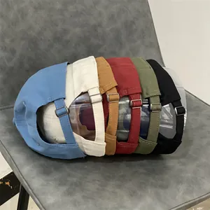 Solid color cotton baseball caps in six colors with metal adjustable buckles