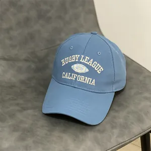 Classic navy cotton baseball cap with vintage California Rugby League white embroidery