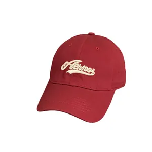 Casquette baseball rouge foncé rétro avec broderie Aerk1994 blanche et coton vintage