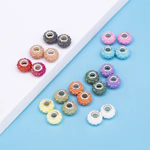 Charms de resina de agujero grande con textura brillante para crear joyas DIY y pulseras