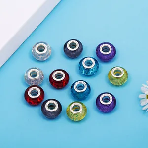 Farbenfrohes Set aus Harzperlen mit großen Löchern und Glitzer für DIY-Schmuck
