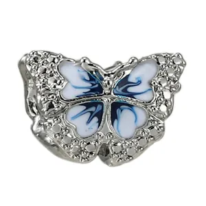 Ciondolo a farfalla in argento con smalto blu e bianco per gioielli bracciali fai-da-te