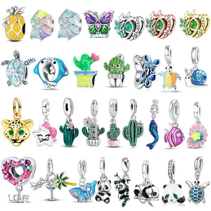 DIY Schmetterling Blume Meerjungfrau Panda Perlen Charms Für Armband Halskette Herstellung Metall Emaille Zirkonia Anhänger Damen Schmuck Zubehör