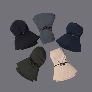 Foldable quick-dry bucket hats in five colors with adjustable drawstring for outdoor use