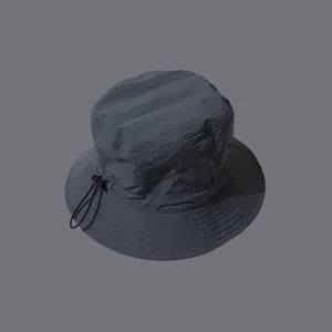 Deep grey quick-dry bucket hat with adjustable drawstring for outdoor activities