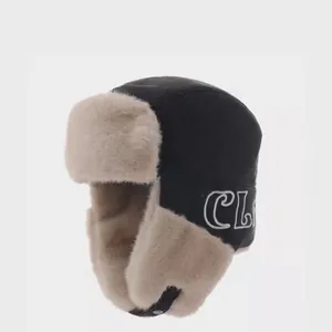 Dicke Wintermütze mit warmem Kunstfellfutter und Ohrenklappen für Outdoor-Skifahren