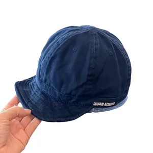 Navy blue cotton short brim baseball cap with white Urban Aurora embroidery detail