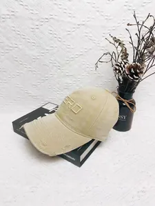 Detailed view of vintage distressed baseball cap with 3D embroidery on canvas