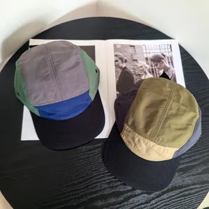 Quick Dry 5-Panel Camp Hat Patchwork Color Block Baseball Cap Outdoor Hip Hop Sun Hat For Men Women Casual Streetwear Flat Brim Hat